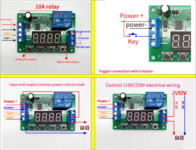 Przekaźnik opóźniający smart electronics z modułem timerem i wieloma trybami, DC5V12V24V, pętla czasowa - Wianko - 3