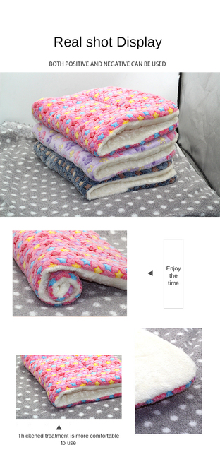 Mata flanelowa Pet Soft Fleece Pad dla zwierząt domowych - zagęszczony kocyk na łóżko, poduszka na sofę, dywan przenośny - zmywalna i ciepła - Wianko - 7