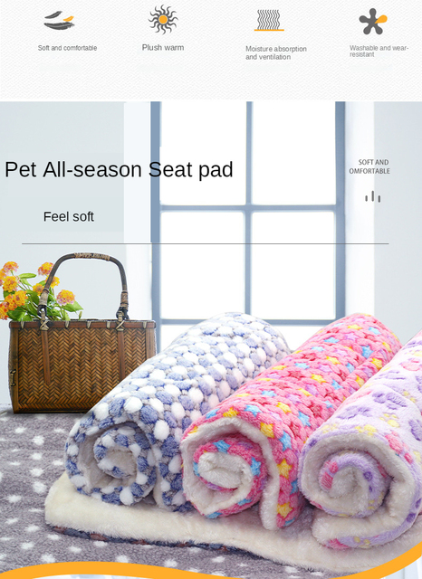 Mata flanelowa Pet Soft Fleece Pad dla zwierząt domowych - zagęszczony kocyk na łóżko, poduszka na sofę, dywan przenośny - zmywalna i ciepła - Wianko - 2