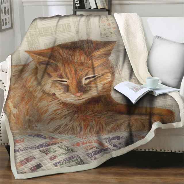 Koc flanelowy dla kota - miękki, słodki wzór kociaka na łóżko i sofę - Wianko - 33