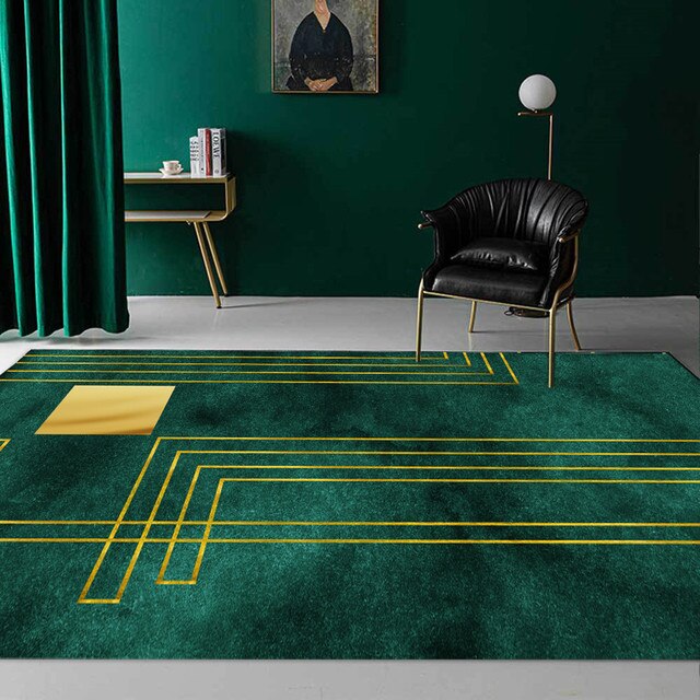 Luksusowy matowy zielony dywan z wycieraczką antypoślizgową - styl skandynawski, idealny do sypialni i salonu - Wianko - 2