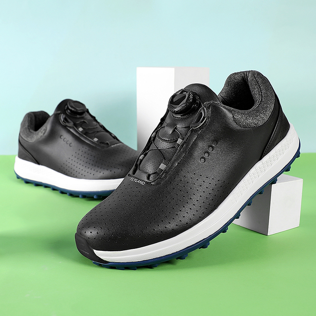 Buty golfowe skórzane wodoodporne trampki golfowe duże rozmiary 40-47 antypoślizgowe antypoślizgowe buty golfowe męskie antypoślizgowe buty do chodzenia - Wianko - 23