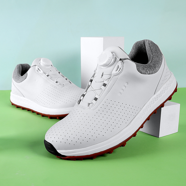 Buty golfowe skórzane wodoodporne trampki golfowe duże rozmiary 40-47 antypoślizgowe antypoślizgowe buty golfowe męskie antypoślizgowe buty do chodzenia - Wianko - 18
