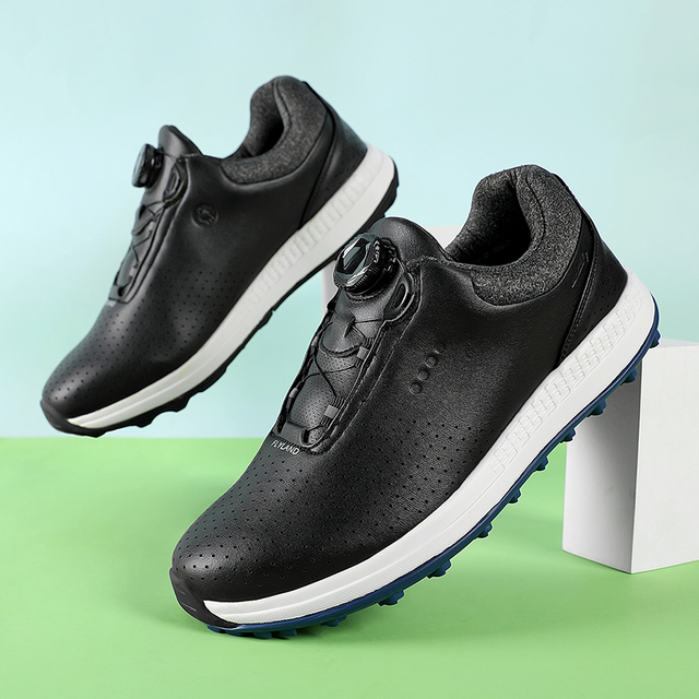 Buty golfowe skórzane wodoodporne trampki golfowe duże rozmiary 40-47 antypoślizgowe antypoślizgowe buty golfowe męskie antypoślizgowe buty do chodzenia - Wianko - 21