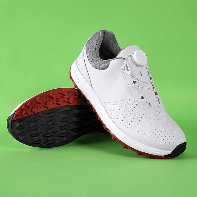 Buty golfowe skórzane wodoodporne trampki golfowe duże rozmiary 40-47 antypoślizgowe antypoślizgowe buty golfowe męskie antypoślizgowe buty do chodzenia - Wianko - 14