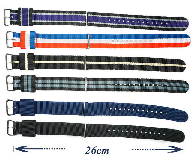 Pasek zegarka nylonowy YQI 20mm - czarny, granatowy, niebieski, żółty, fioletowy, szary (Nato DW) ze stali nierdzewnej klamra - Wianko - 1