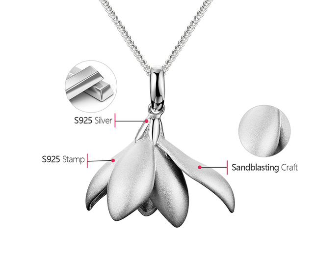 Elegancki wisiorek Lotus Fun Magnolia z 18K złotym kwiatem - 925 Sterling Silver Handmade Fine Jewelry dla kobiet - Wianko - 13