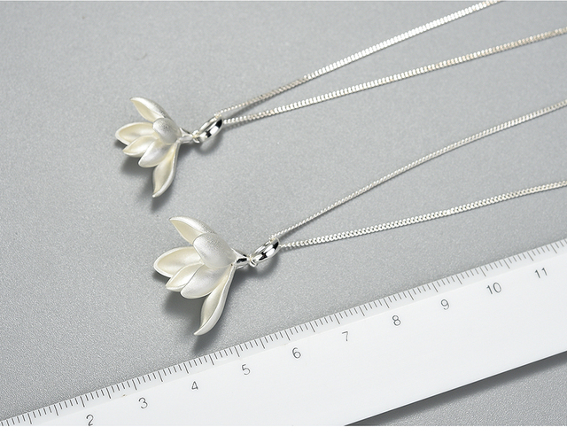 Elegancki wisiorek Lotus Fun Magnolia z 18K złotym kwiatem - 925 Sterling Silver Handmade Fine Jewelry dla kobiet - Wianko - 10