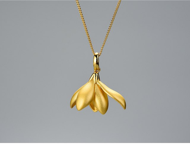 Elegancki wisiorek Lotus Fun Magnolia z 18K złotym kwiatem - 925 Sterling Silver Handmade Fine Jewelry dla kobiet - Wianko - 3