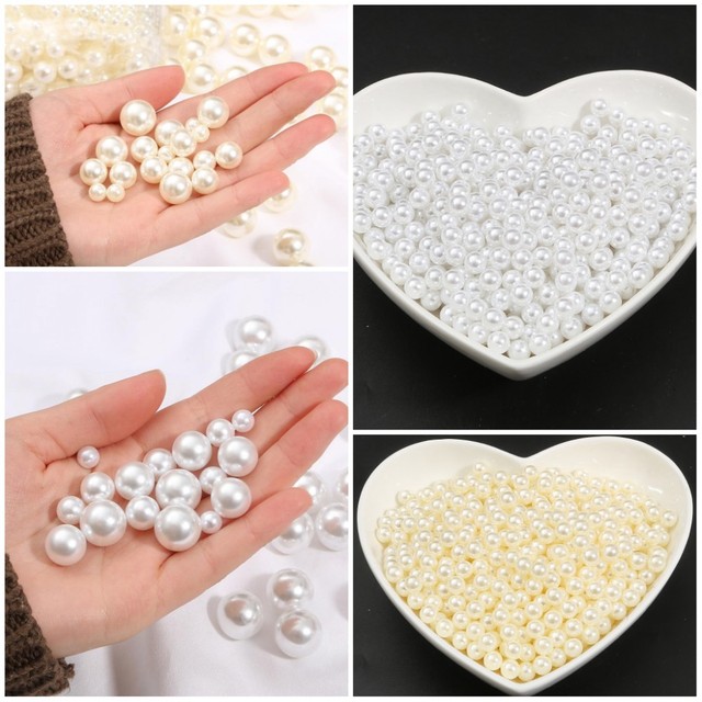 Białe okrągłe akrylowe korale imitujące perły, 2-20mm, ABS, luźny koralik do tworzenia biżuterii DIY - Wianko - 1