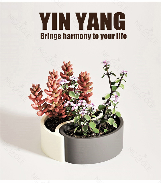 Forma DIY do gliny - Yin Yang świeca betonowa słoik, silikonowa doniczka na biurko do dekoracji, narzędzie kształtujące plotki - Wianko - 11