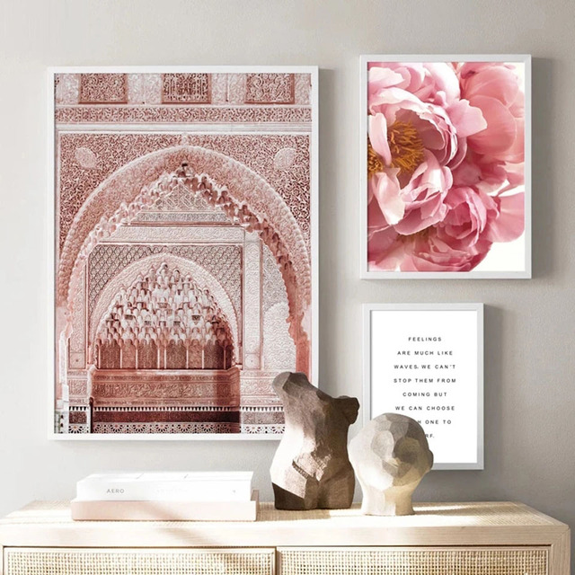 Diamentowy obraz krzyżykowy z róży i flamingiem na tle starożytnego Rzymu i wzorów marokańskich - Wianko - 4