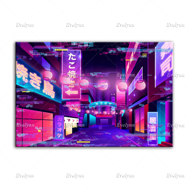 Plakat Neonowe Miasto Synthwave - Paryż, Nowy Jork, Tokio, Piramida - Malarstwo Nowoczesne - Wystrój Salonu - Płótno - Nordic Wall Art - Prezent z Nadrukiem - Wianko - 3