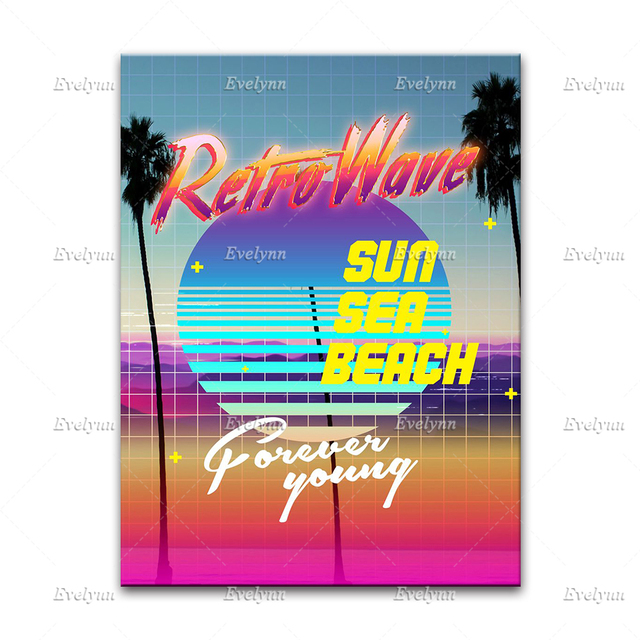 Plakat Neonowe Miasto Synthwave - Paryż, Nowy Jork, Tokio, Piramida - Malarstwo Nowoczesne - Wystrój Salonu - Płótno - Nordic Wall Art - Prezent z Nadrukiem - Wianko - 6