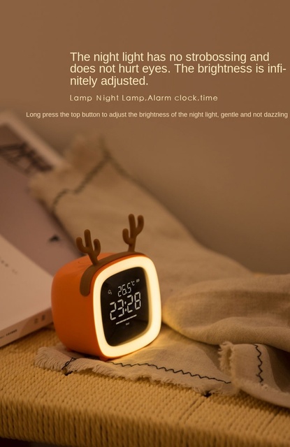 Multifunkcyjny cyfrowy budzik LCD z temperaturą, lampką nocną, drzemką i ozdobą na biurko - Smart Cute B - Wianko - 5