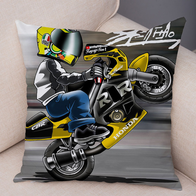 Poszewka na poduszkę dekoracyjna Cartoon motocykl aksamitna sportowa - Wianko - 5