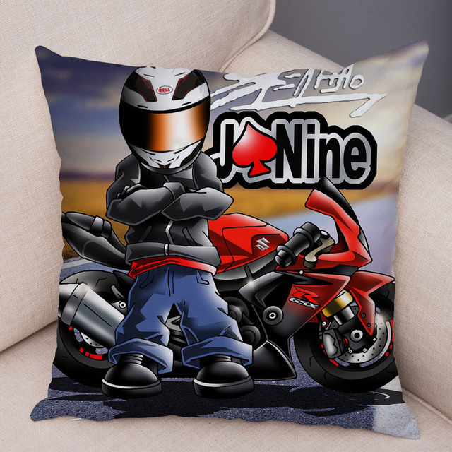 Poszewka na poduszkę dekoracyjna Cartoon motocykl aksamitna sportowa - Wianko - 15