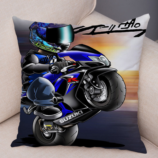 Poszewka na poduszkę dekoracyjna Cartoon motocykl aksamitna sportowa - Wianko - 8