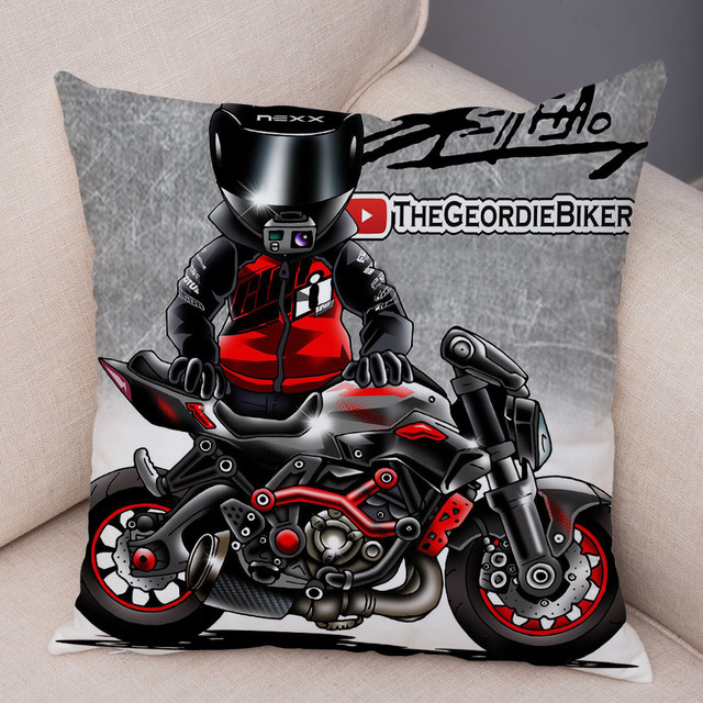 Poszewka na poduszkę dekoracyjna Cartoon motocykl aksamitna sportowa - Wianko - 17