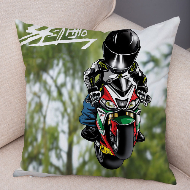 Poszewka na poduszkę dekoracyjna Cartoon motocykl aksamitna sportowa - Wianko - 13