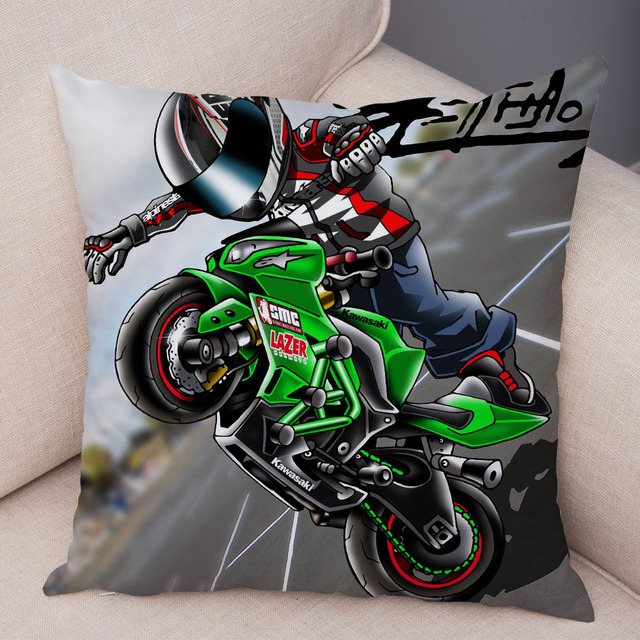 Poszewka na poduszkę dekoracyjna Cartoon motocykl aksamitna sportowa - Wianko - 6