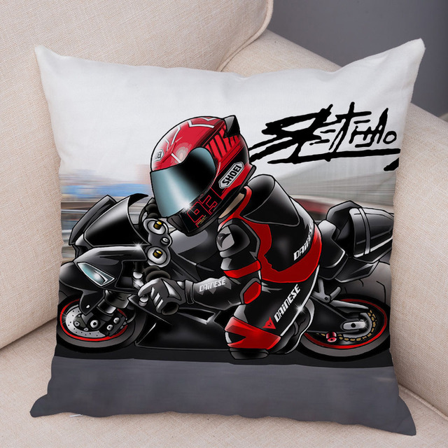 Poszewka na poduszkę dekoracyjna Cartoon motocykl aksamitna sportowa - Wianko - 12