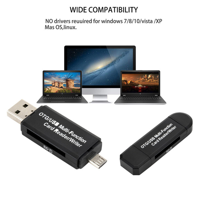 Czytnik kart 2 w 1 SDHC/SD/TF Micro USB OTG Adapter dla Macbook/Huawei/Xiaomi/Android PC - Wianko - 3