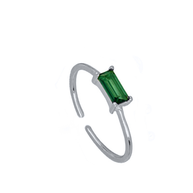 Srebrny pierścień Cner 925 z kwadratowym czarnym/niebieskim/zielonym/fioletowym/białym diamentem - biżuteria regulowana dla kobiet - Wianko - 15