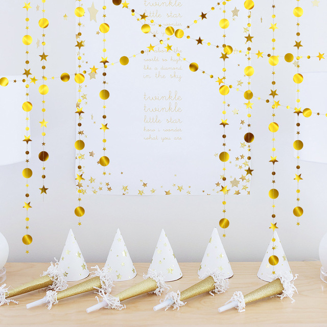 Różowo-złote girlandy papierowe o długości 4m - ozdoby świąteczne na choinkę, Nowy Rok, święta - Noel Deco - Wianko - 2