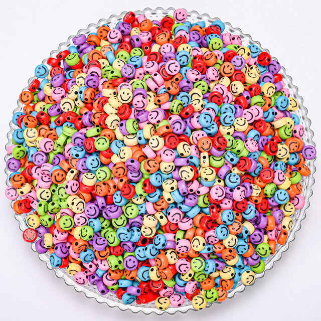 Akrylowe płaskie kolorowe buźki - 50/100 sztuk, koraliki dystansowe do tworzenia biżuterii DIY - Wianko - 5