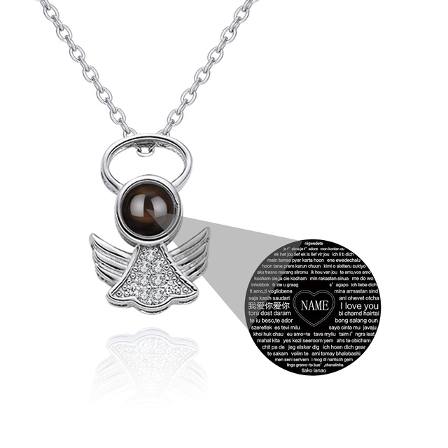 Naszyjnik personalizowany z aniołem, 925 srebro, języki projekcja - Wianko - 37
