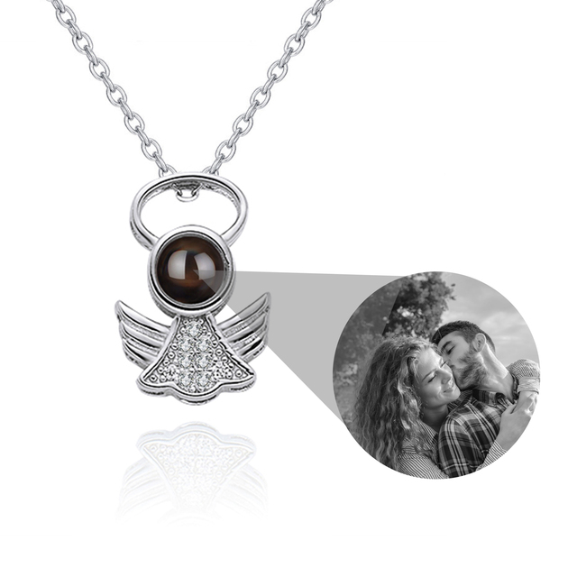 Naszyjnik personalizowany z aniołem, 925 srebro, języki projekcja - Wianko - 35