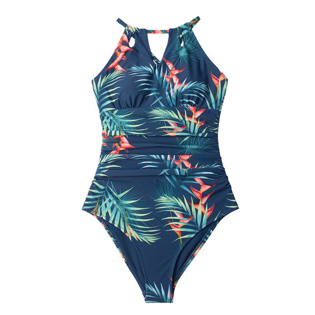 Jednoczęściowy strój kąpielowy CUPSHE w kolorze teal z wycięciami, dekoltem na szyi i koronkowym wiązaniem z tyłu, idealny na plażę – Monokini 2021 - Wianko - 12