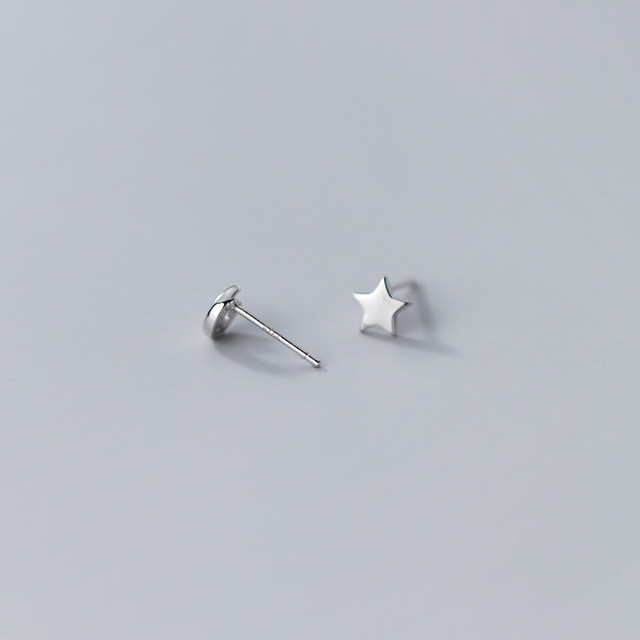 925 Sterling Silver Kolczyki sztyfty koreańskiej mody - mini gwiazda księżyc dla młodych kobiet - Wianko - 7
