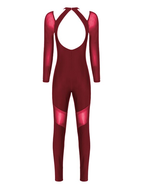 Gimnastyczne body damska długim rękawem z siatką, obcisłe spodnie i dekolt na plecach - Wianko - 10