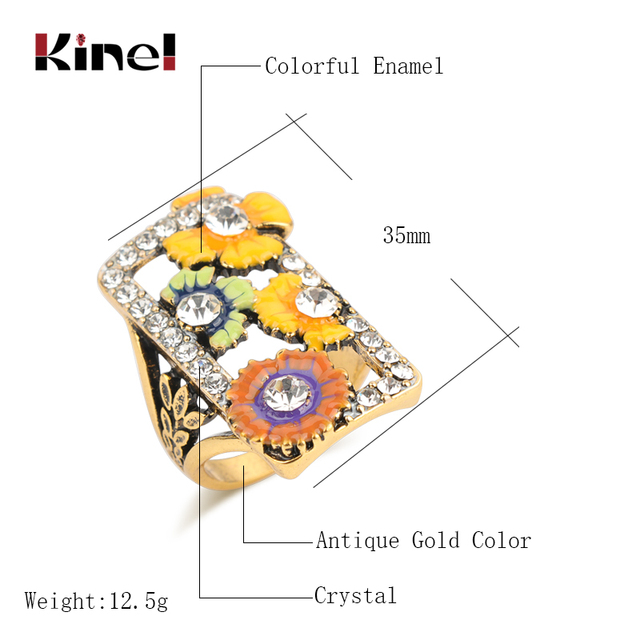 Pierścionek antyczny mozaikowy z gorącym, kolorowym błyskiem - złoty kolor, biały kryształ - moda 2019 - Wianko - 22