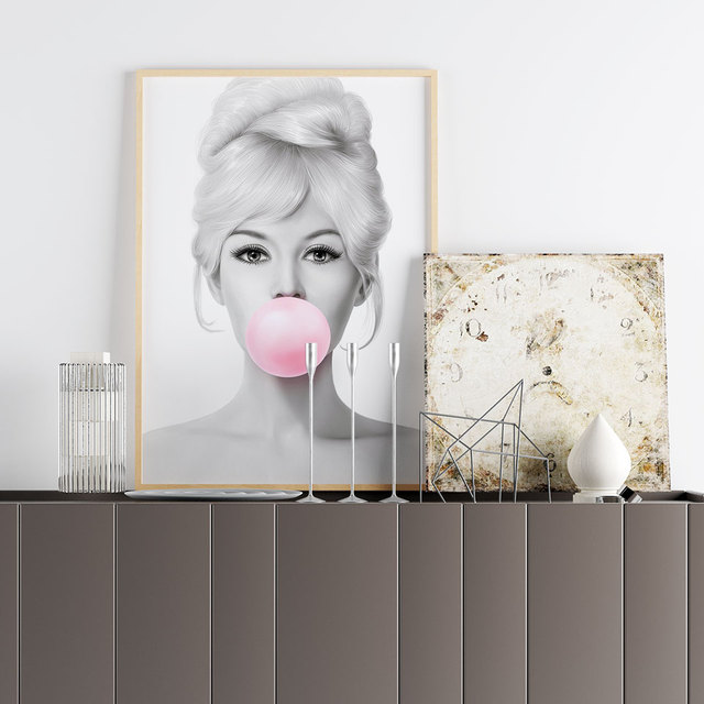 Guma balonowa - modny plakat na płótnie - obraz drukowany na czarno-białej ścianie - nowoczesne malarstwo do salonu - dekoracja wnętrza - Wianko - 4