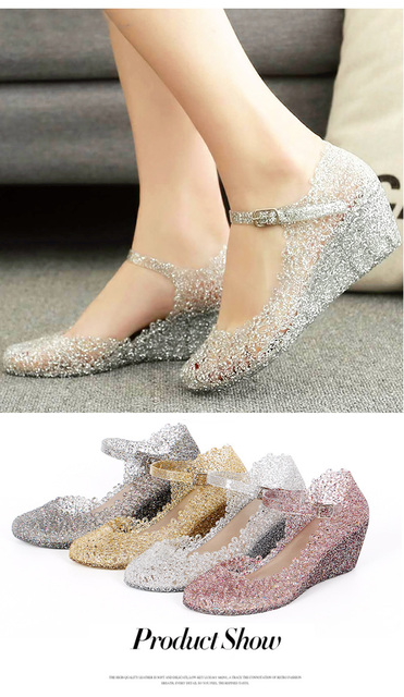 Przezroczyste cekinowe sandały na niskim obcasie dla kobiet - New Arrival z kryształkami, wygoda i styl - dziewczyna księżniczka - Wianko - 1