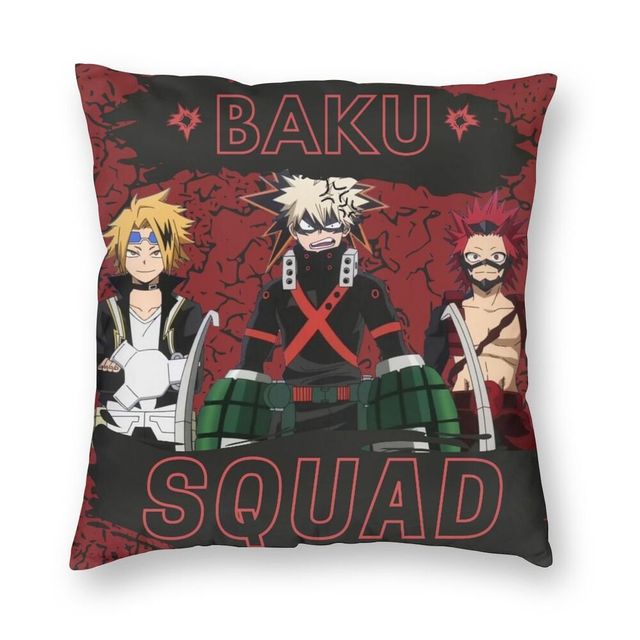 Obicie na poduszki My Hero Academia Baku Squad - 45x45, dwustronny nadruk Anime Manga dla salonu - Wianko - 1