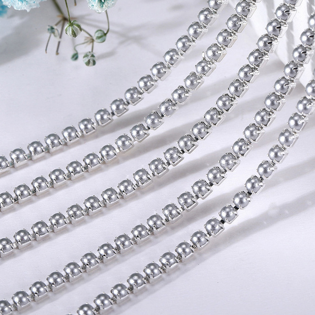 Perłowy kubek z kryształem górskim - róża ss6 ss8, srebrna podstawa, łańcuszek - wykończenia i akcesoria do DIY biżuterii, wysoka jakość - Wianko - 8