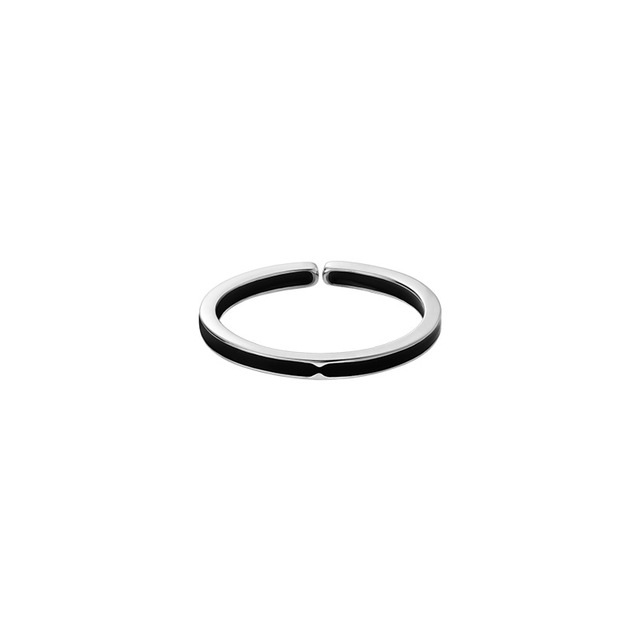 Prosta czarna emaliowana obrączka dla kobiet z 925 srebra - Dreamhonor - Wianko - 5