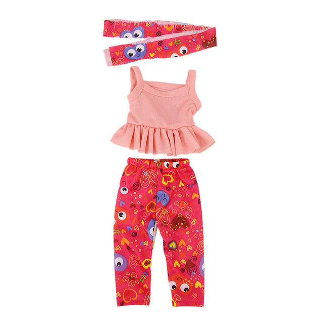 Akcesoria dla lalek - Sling koronkowy Top + spodnie na co dzień + opaska na 18 Cal amerykańska lalka dziewczyny i 43 Cm noworodki - Wianko - 31