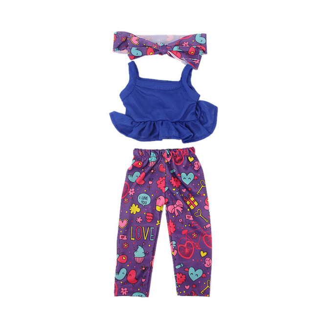 Akcesoria dla lalek - Sling koronkowy Top + spodnie na co dzień + opaska na 18 Cal amerykańska lalka dziewczyny i 43 Cm noworodki - Wianko - 43