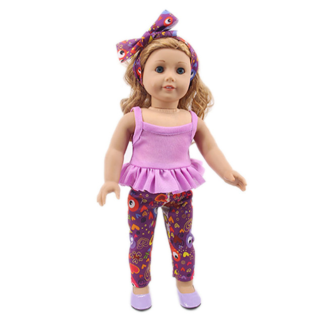 Akcesoria dla lalek - Sling koronkowy Top + spodnie na co dzień + opaska na 18 Cal amerykańska lalka dziewczyny i 43 Cm noworodki - Wianko - 6