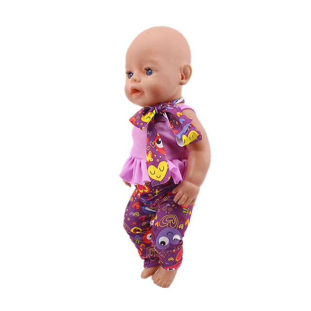 Akcesoria dla lalek - Sling koronkowy Top + spodnie na co dzień + opaska na 18 Cal amerykańska lalka dziewczyny i 43 Cm noworodki - Wianko - 3