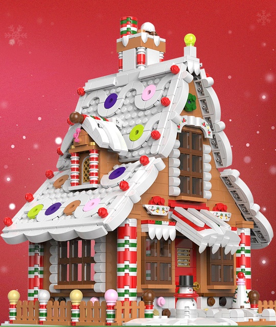 Klocki Boże Narodzenie - zestaw budowlany domu w małym rozmiarze, kreatywne modele, DIY, bloki cegły dziecięce zabawki Xmas - Wianko - 3