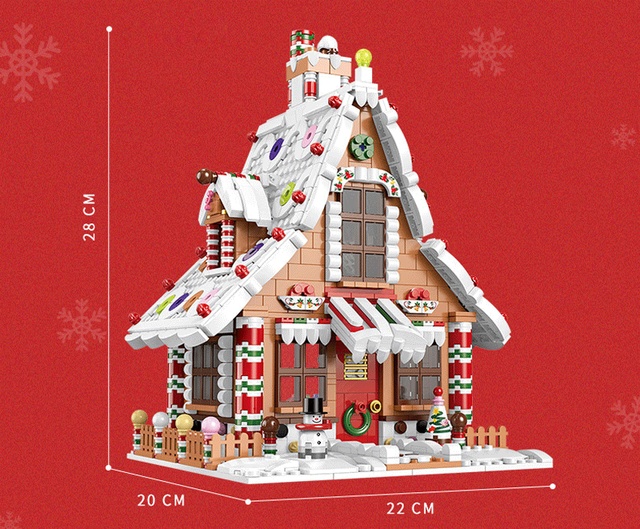 Klocki Boże Narodzenie - zestaw budowlany domu w małym rozmiarze, kreatywne modele, DIY, bloki cegły dziecięce zabawki Xmas - Wianko - 1