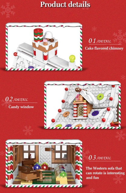 Klocki Boże Narodzenie - zestaw budowlany domu w małym rozmiarze, kreatywne modele, DIY, bloki cegły dziecięce zabawki Xmas - Wianko - 5