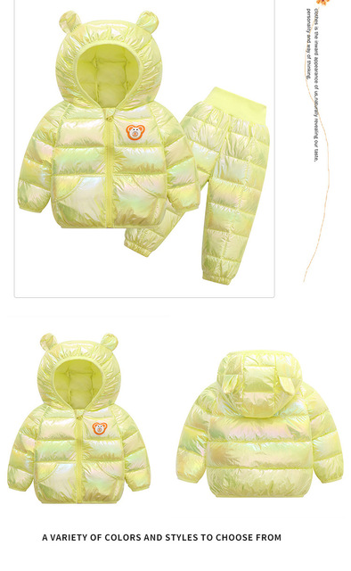Kurtka zimowa dla chłopców - puchowa, z kapturem, w zestawie ze spodniami - Wianko - 9