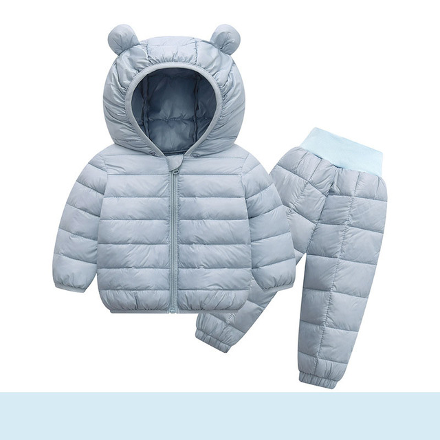 Kurtka zimowa dla chłopców - puchowa, z kapturem, w zestawie ze spodniami - Wianko - 31